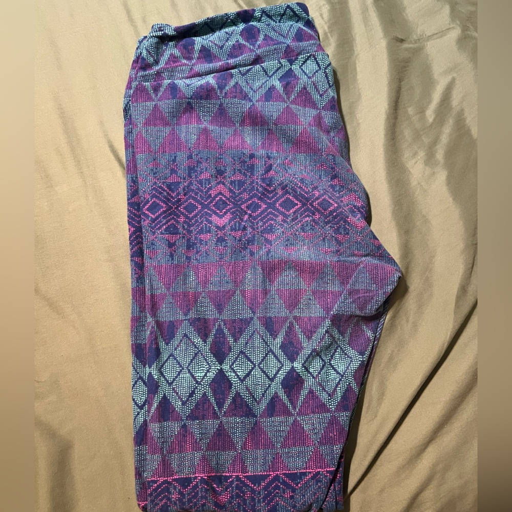 LuLaRoe Purple and Blue Patterned Leggings
